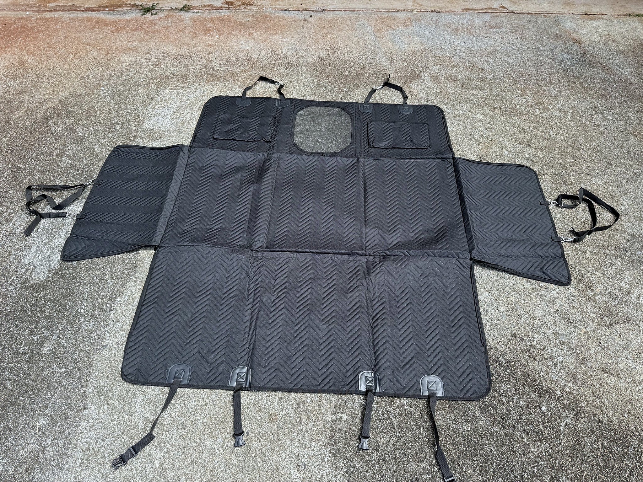 Full dog backseat extender laid flat