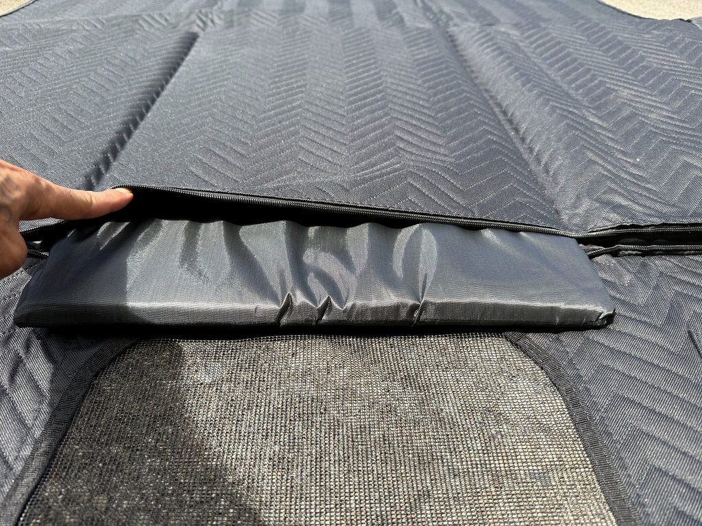 Hard support panel being inserted into the zippered base