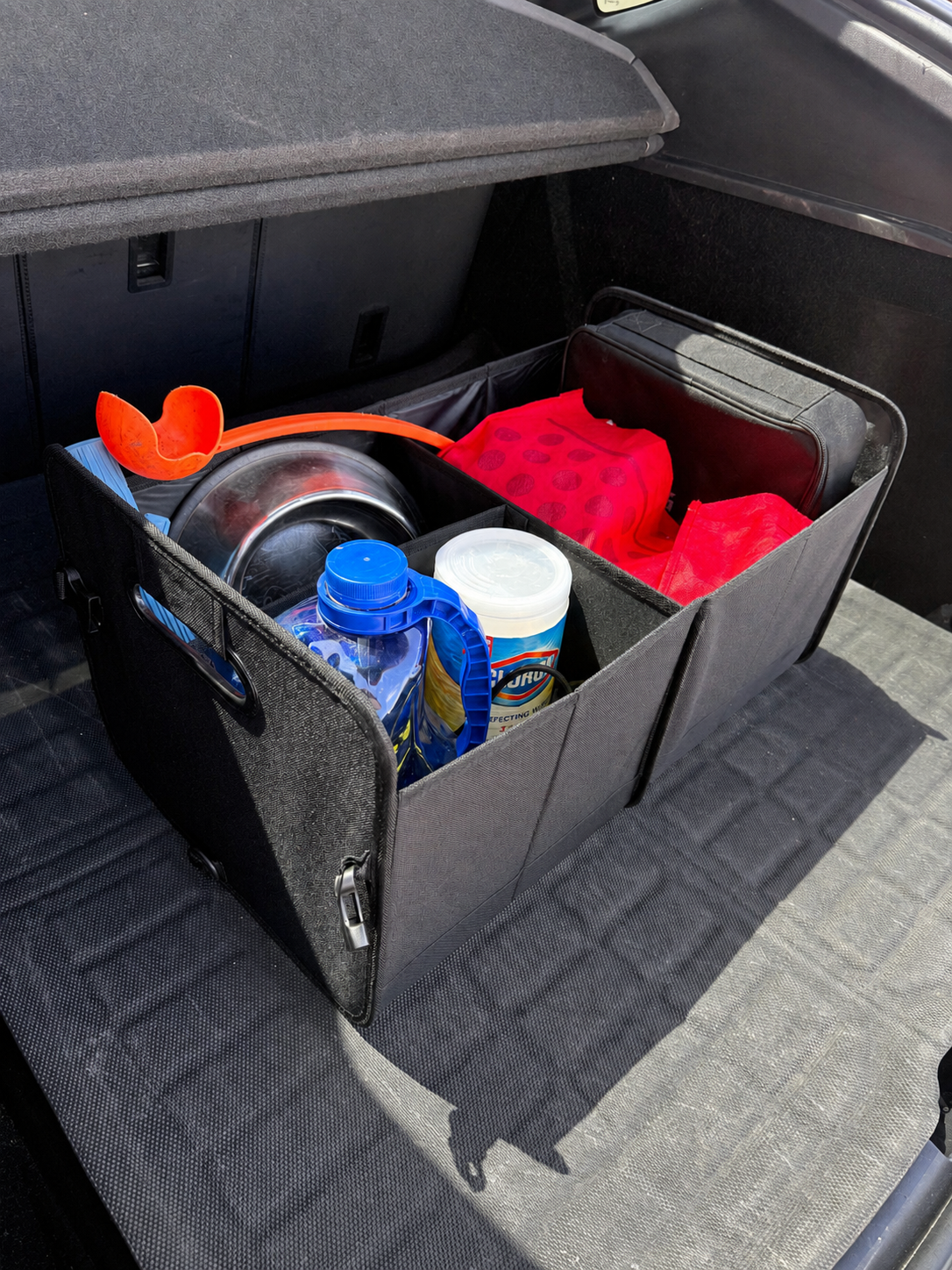 66L Collapsible Car Trunk Organizer with Adjustable Compartments