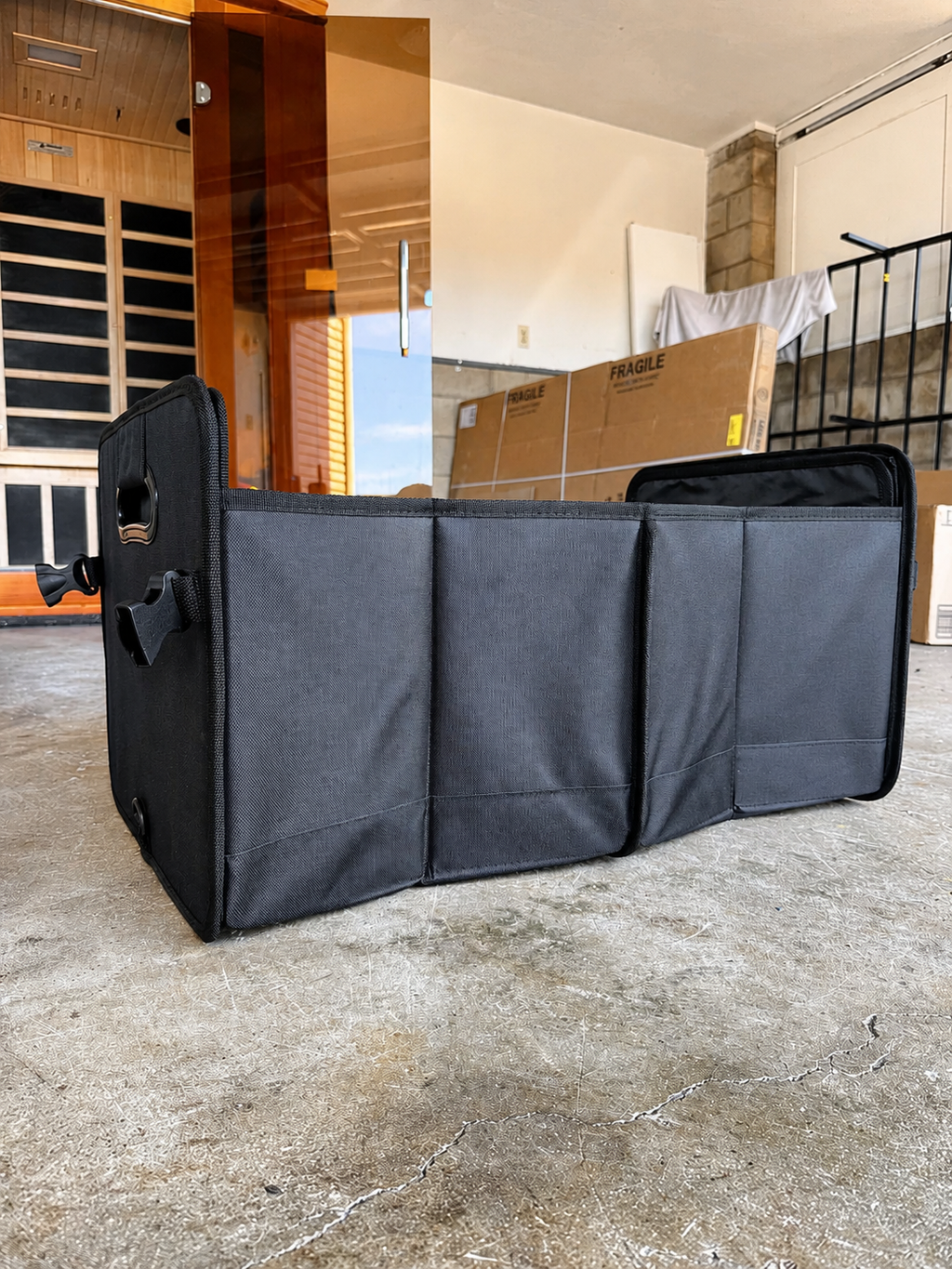 66L Collapsible Car Trunk Organizer with Adjustable Compartments