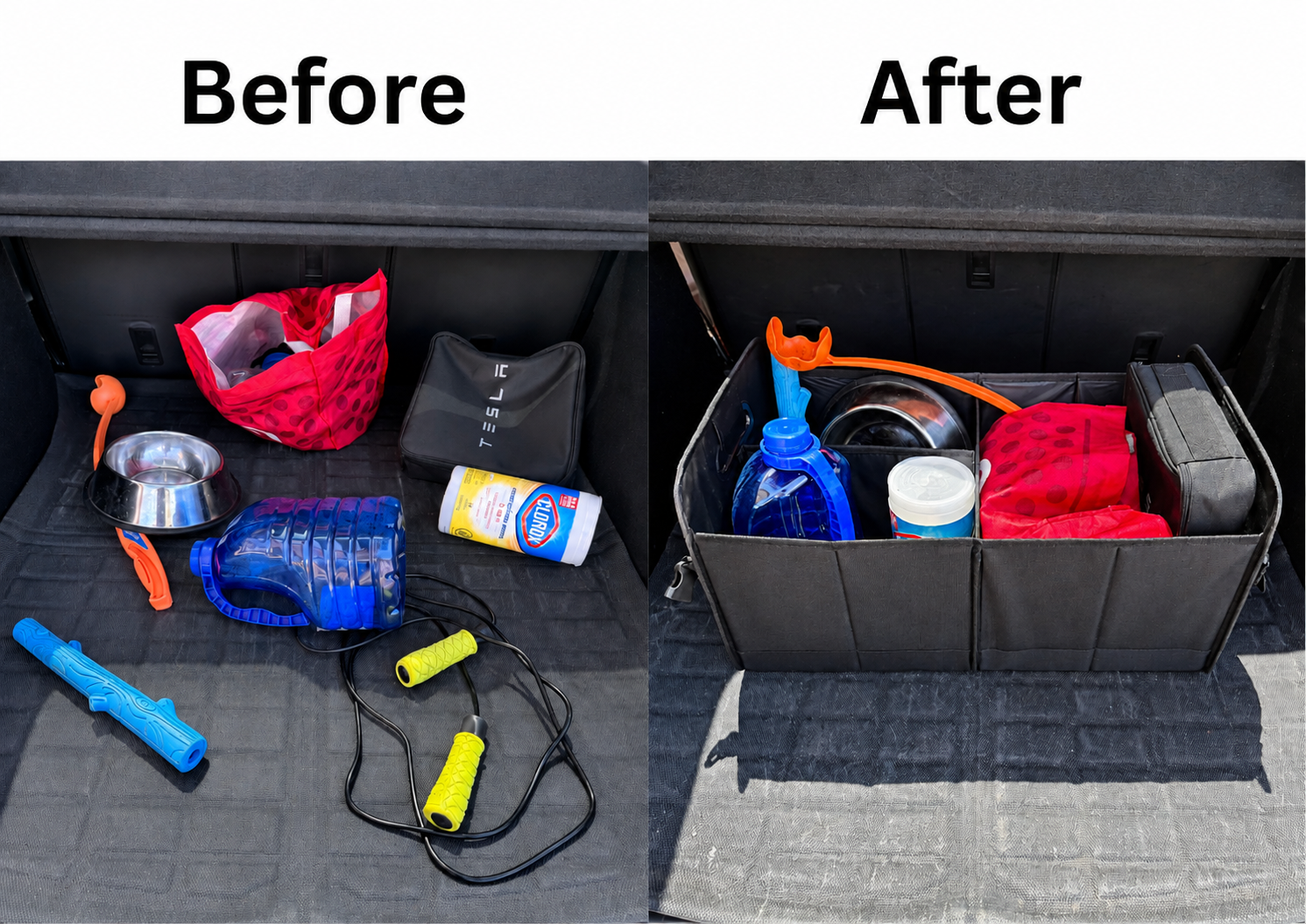 66L Collapsible Car Trunk Organizer with Adjustable Compartments